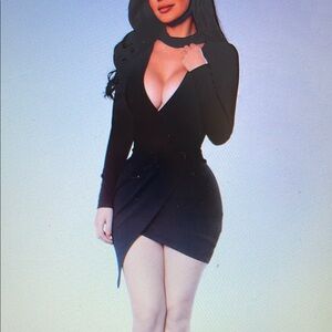 Black Long Sleeve Wrap Dress